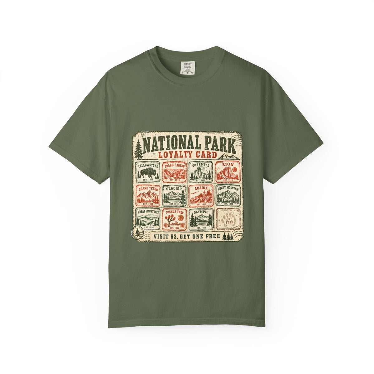 National Park Loyalty Card Shirt | Visit 63 Get One Free | Funny Hiking Gift