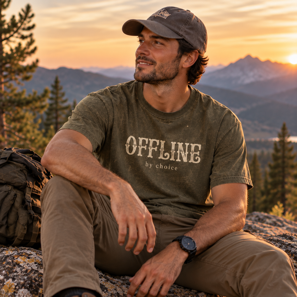 Offline By Choice – Vintage Outdoors Comfort Colors T-Shirt