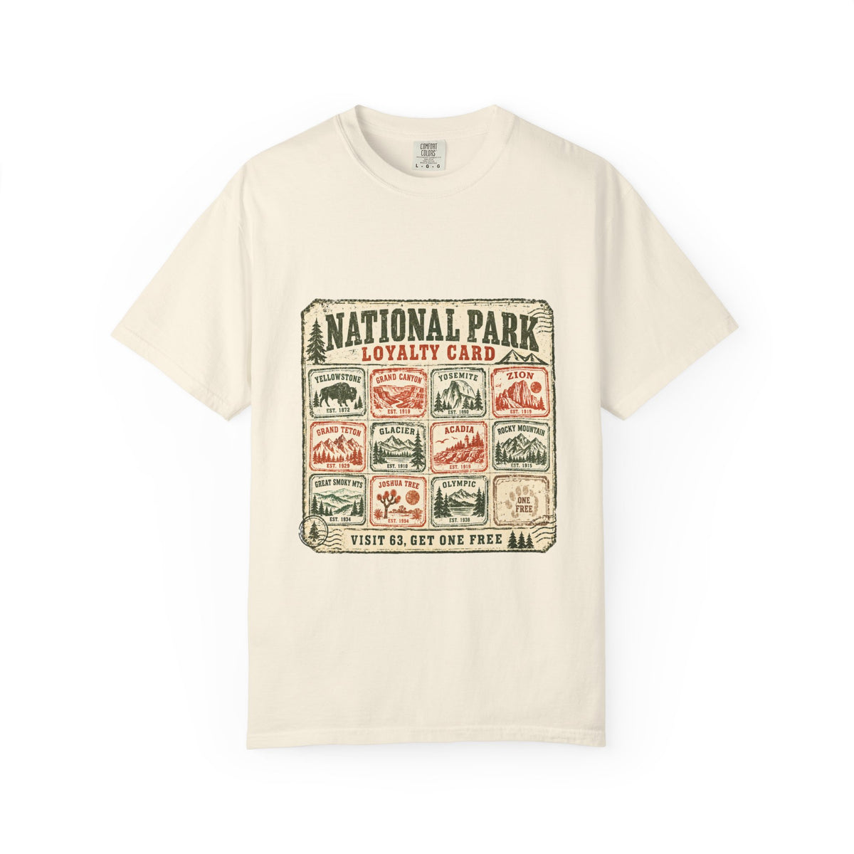 National Park Loyalty Card Shirt | Visit 63 Get One Free | Funny Hiking Gift