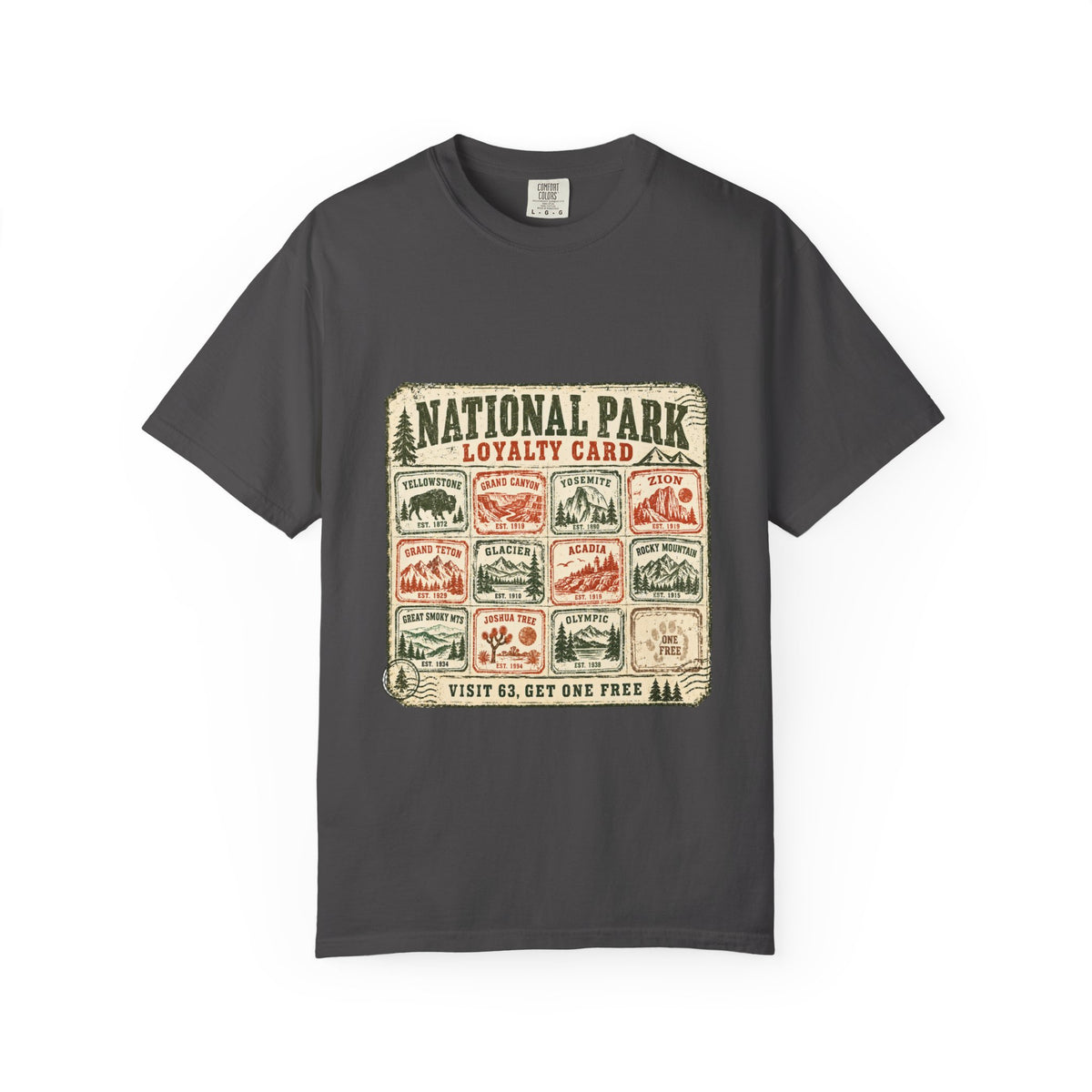National Park Loyalty Card Shirt | Visit 63 Get One Free | Funny Hiking Gift