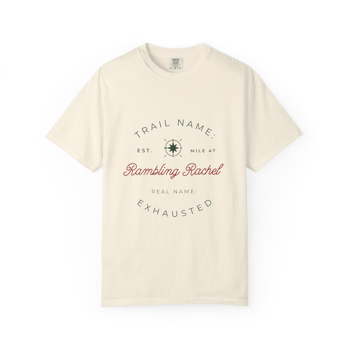 Trail Name Shirt | Personalized Thru Hiker Gift | Real Name Exhausted Funny Backpacking Tee