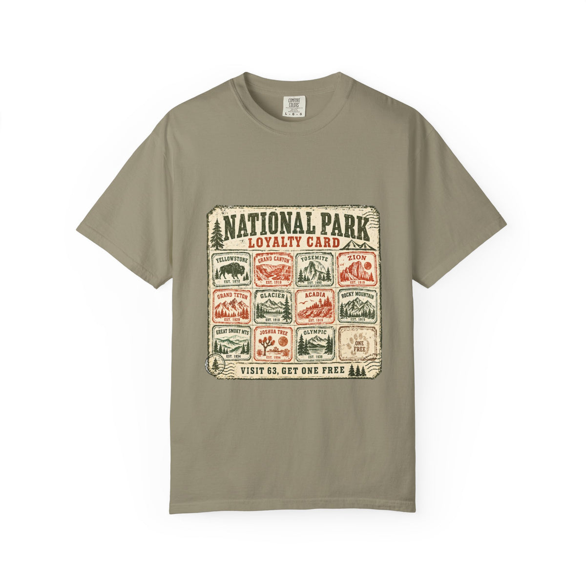 National Park Loyalty Card Shirt | Visit 63 Get One Free | Funny Hiking Gift