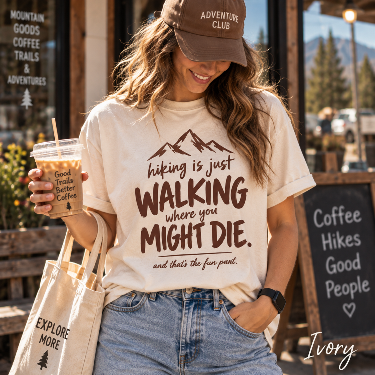 Hiking Is Just Walking – Dark Humor T-Shirt