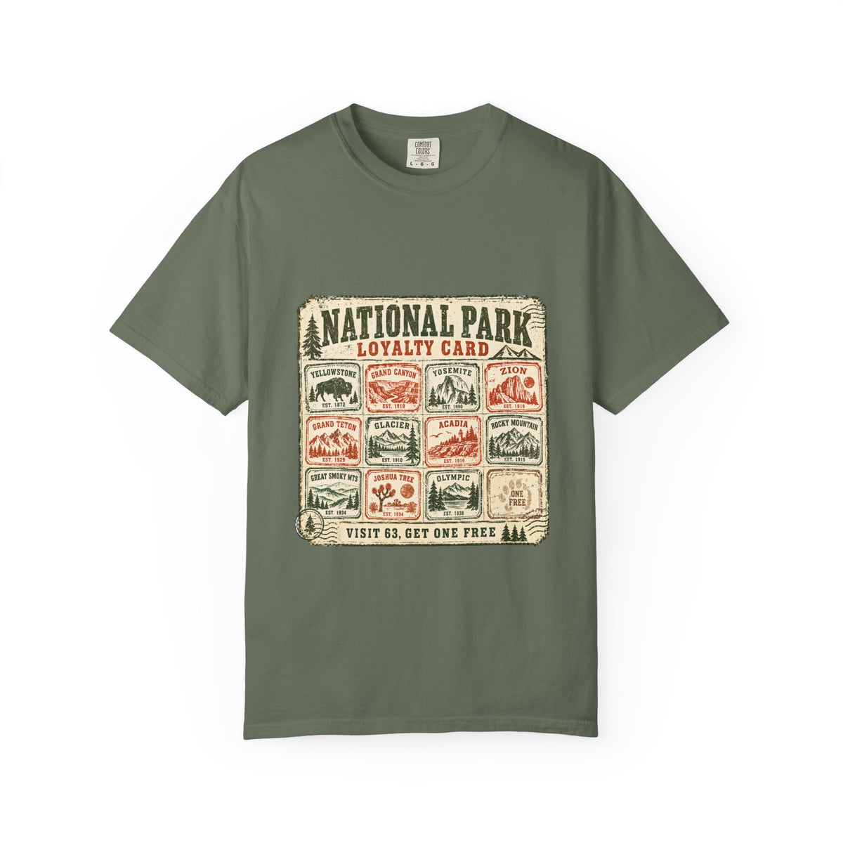 National Park Loyalty Card Shirt | Visit 63 Get One Free | Funny Hiking Gift