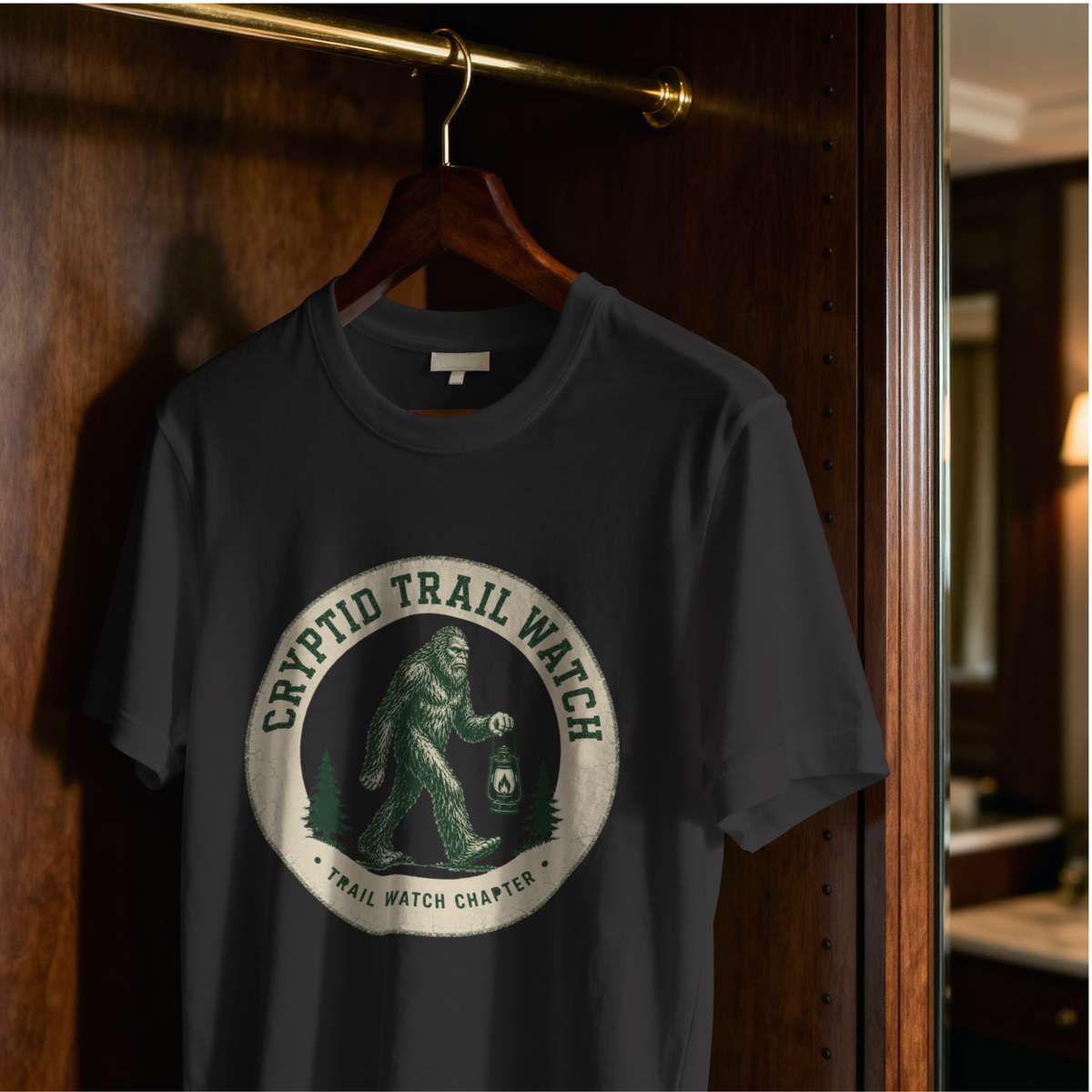 Cryptid Trail Watch – Bigfoot Hiking T-Shirt