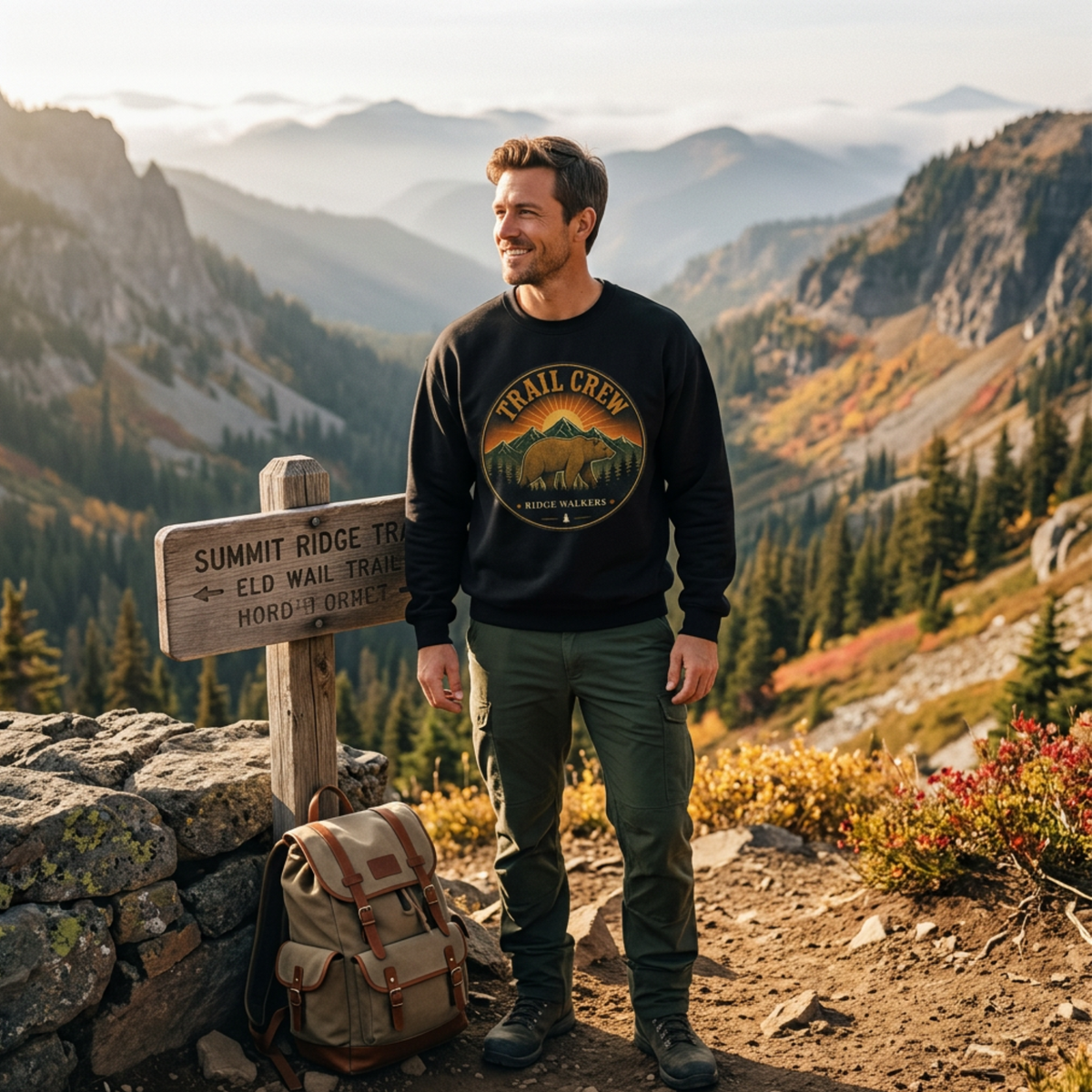 Trail Crew Bear Badge – Personalized Sweatshirt