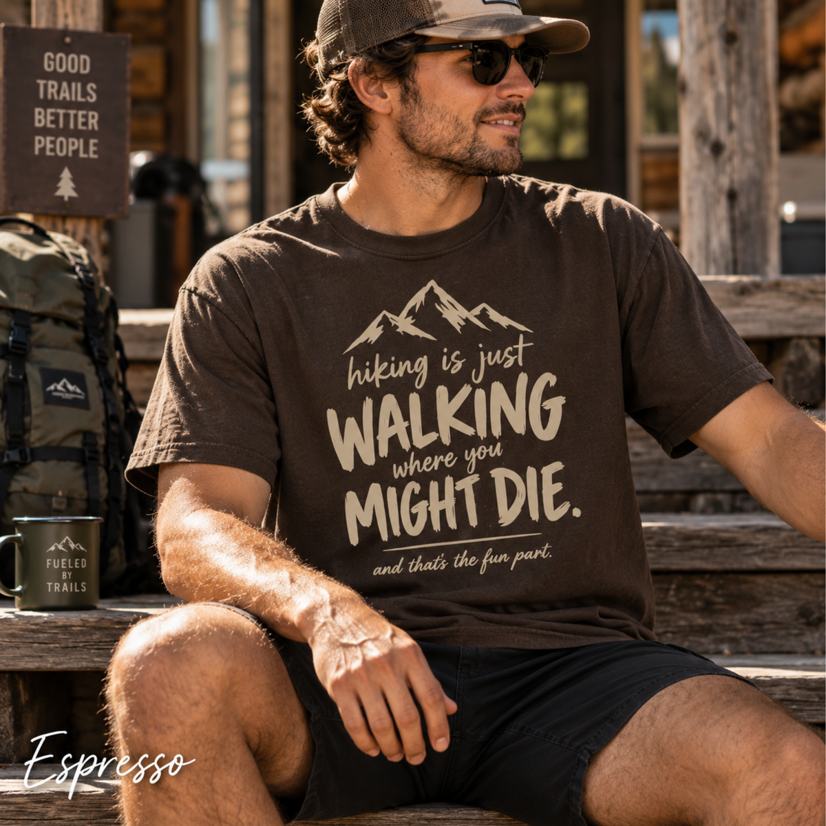 Hiking Is Just Walking – Dark Humor T-Shirt