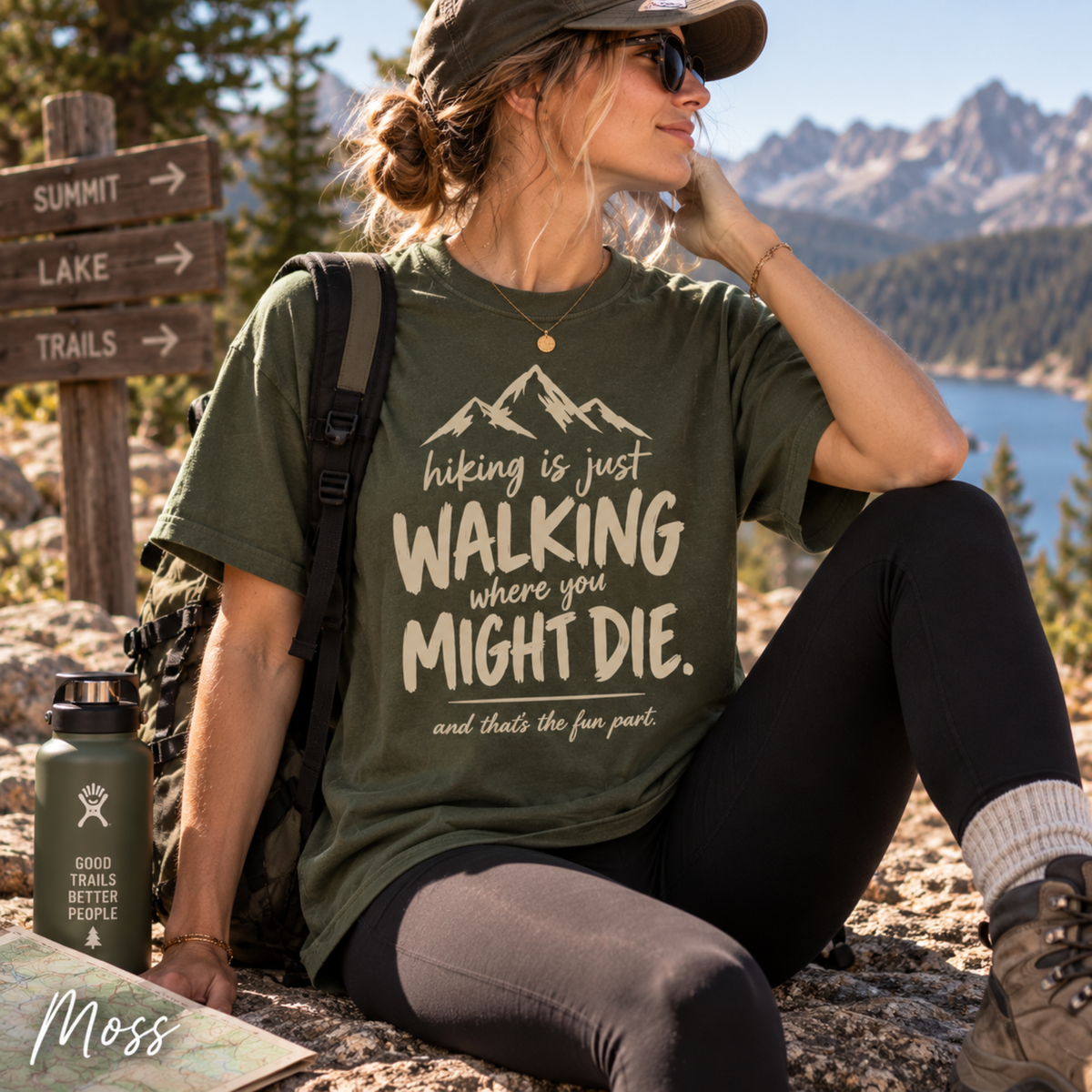Hiking Is Just Walking – Dark Humor T-Shirt