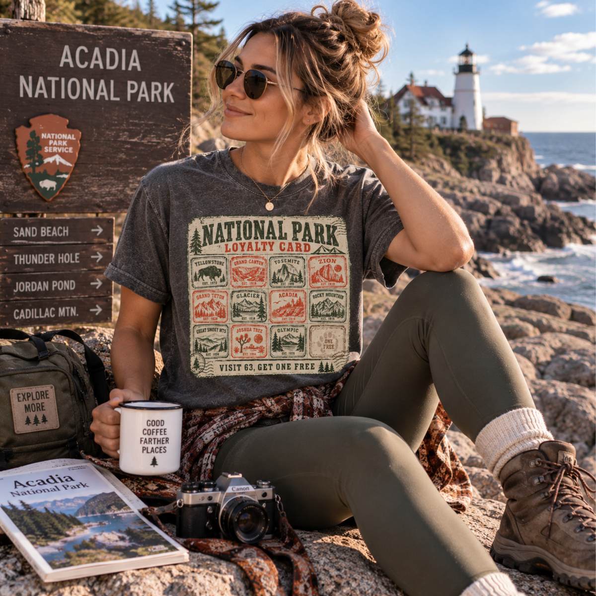 National Park Loyalty Card Shirt | Visit 63 Get One Free | Funny Hiking Gift