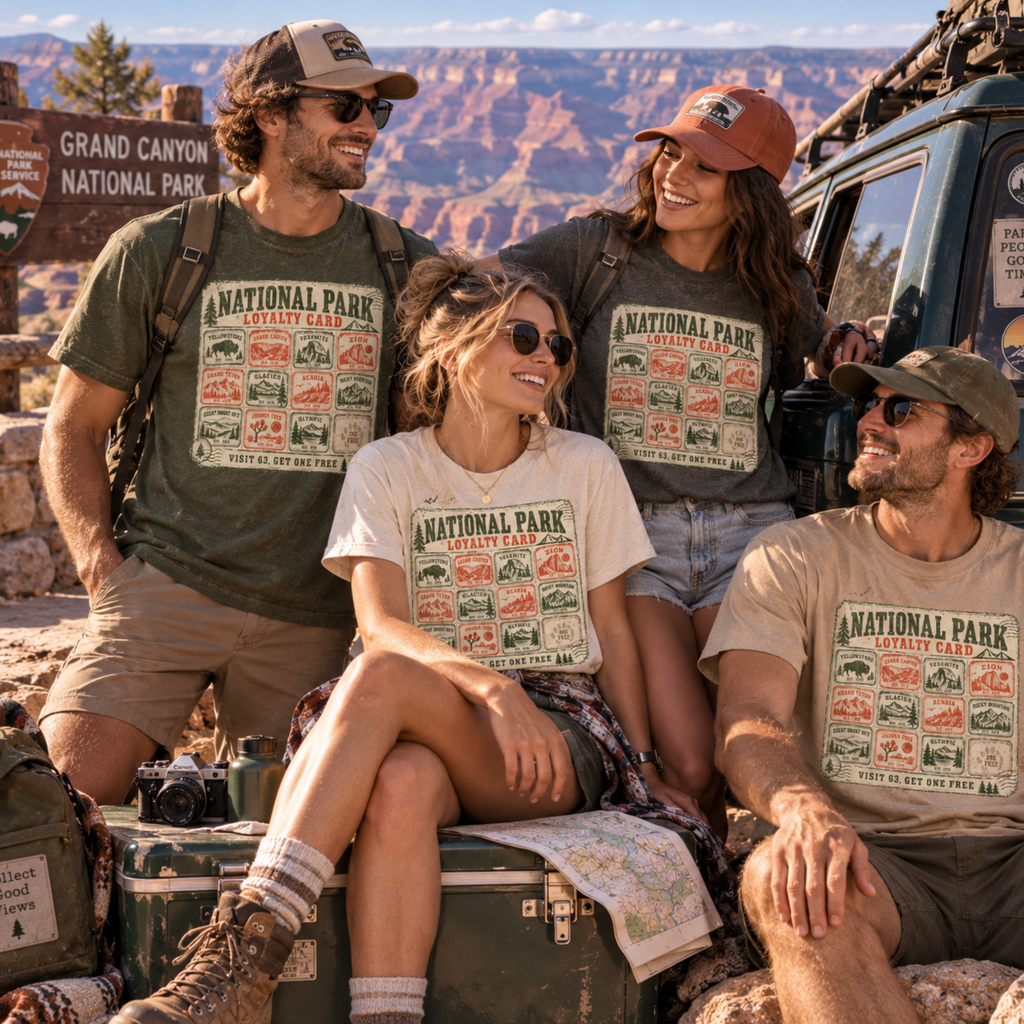 National Park Loyalty Card Shirt | Visit 63 Get One Free | Funny Hiking Gift