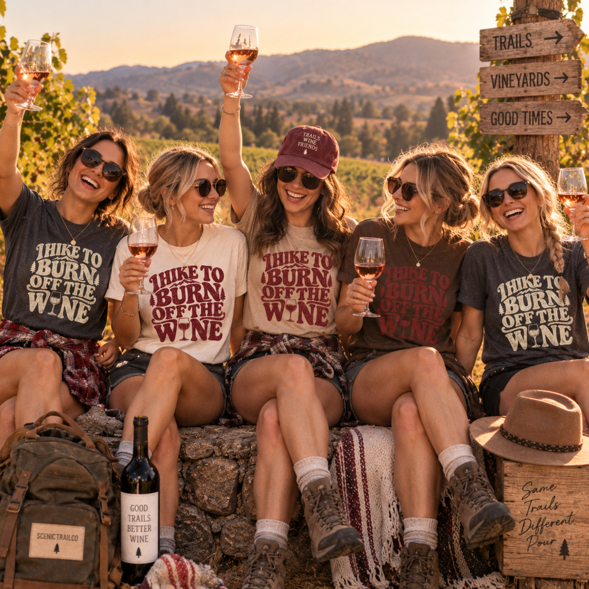 I Hike to Burn Off the Wine – Hiking T-Shirt