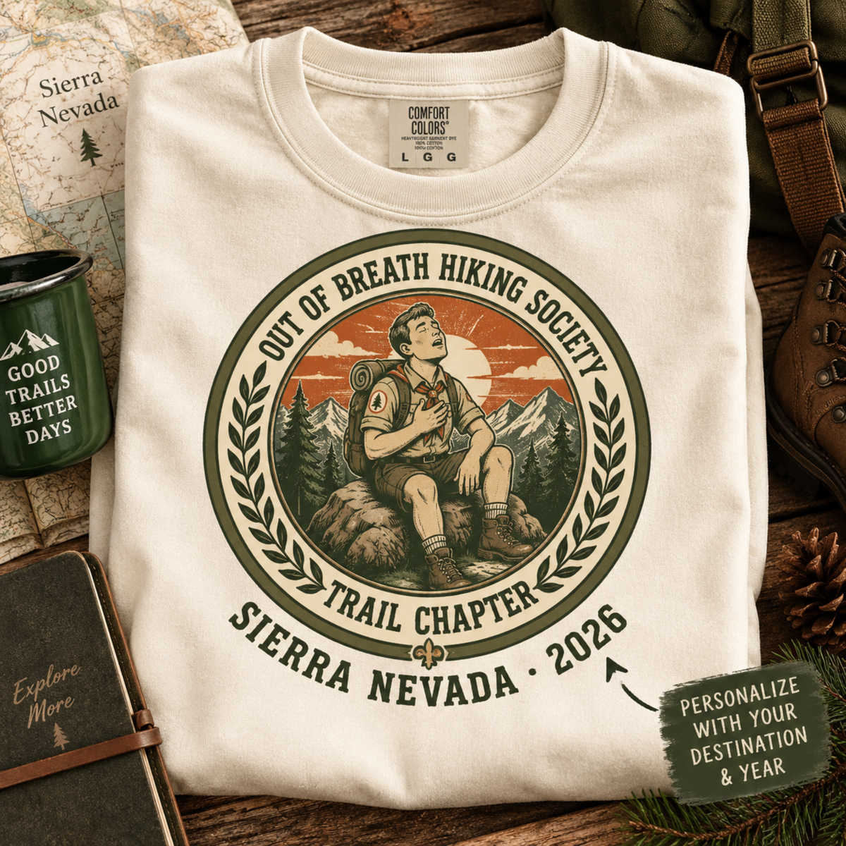 Out of Breath Hiking Society – Personalized T-Shirt